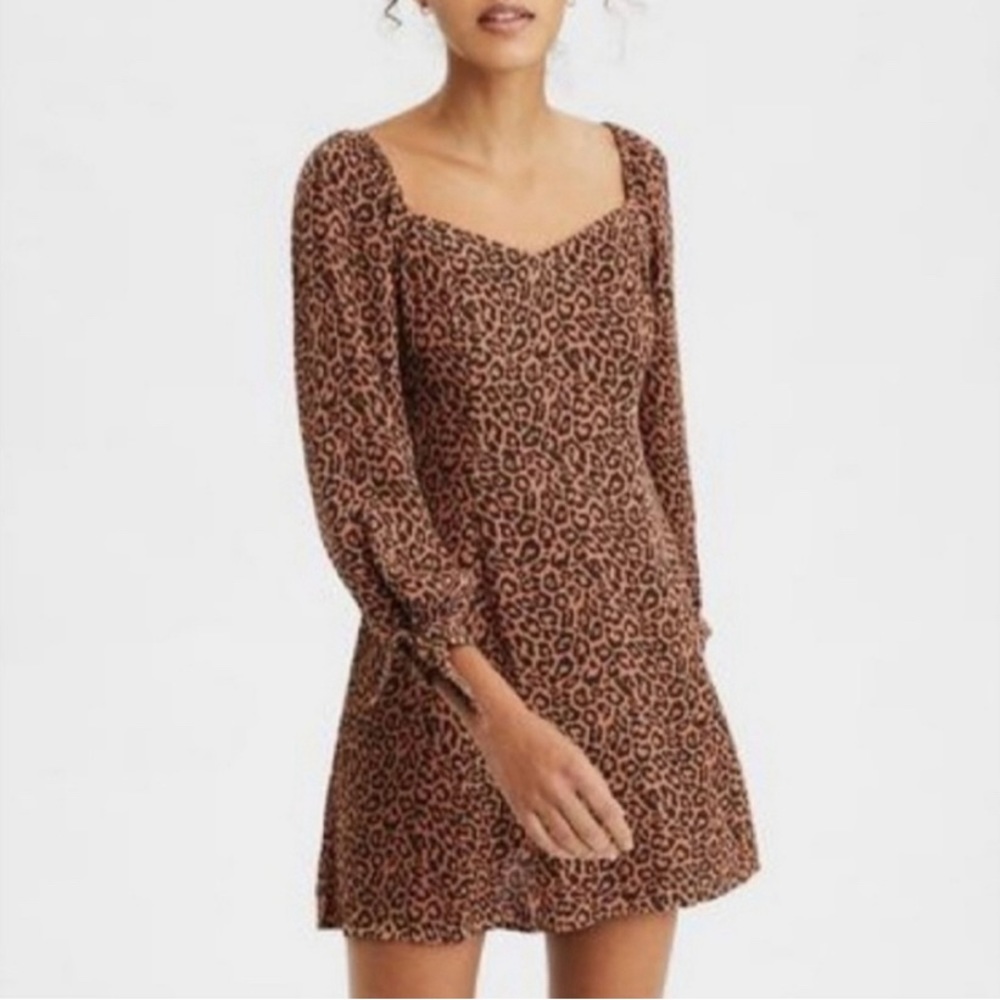American Eagle Leopard Print Smock Dress
